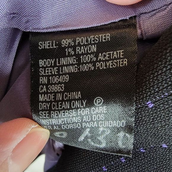 Tahari Black Purple Stripe Single Breasted Two Button Tank Top Blazer Set Size 4 - Picture 12 of 15